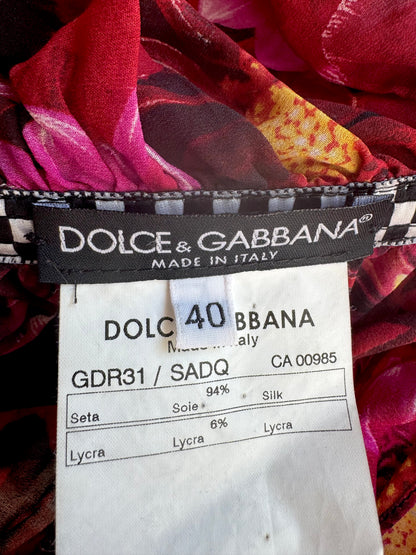 RUNWAY Dolce Gabbana F/W 2003 Silk Floral F1 Halter Dress (S)