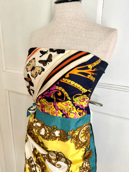 RUNWAY D&G 2012 Silk Print And Denim Dress (S / IT 38)