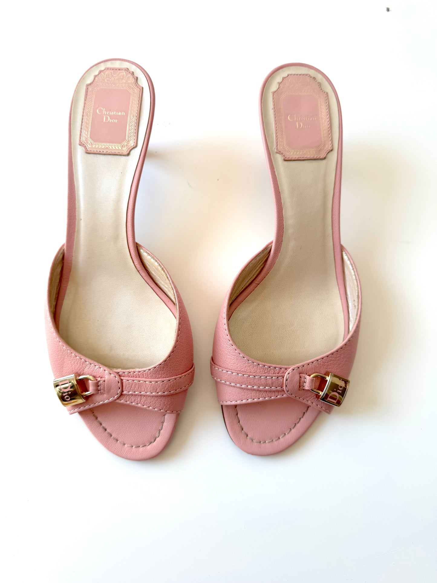 ICONIC Vintage Dior Lock Charm Pink Mules (EU 38)