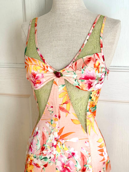 ICONIC Dolce Gabbana D&G S/S 2005 Tropical Peach Coral Dress (S and XS)