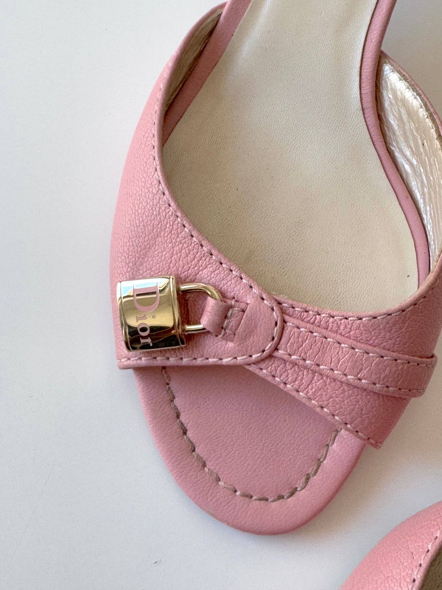 ICONIC Vintage Dior Lock Charm Pink Mules (EU 38)