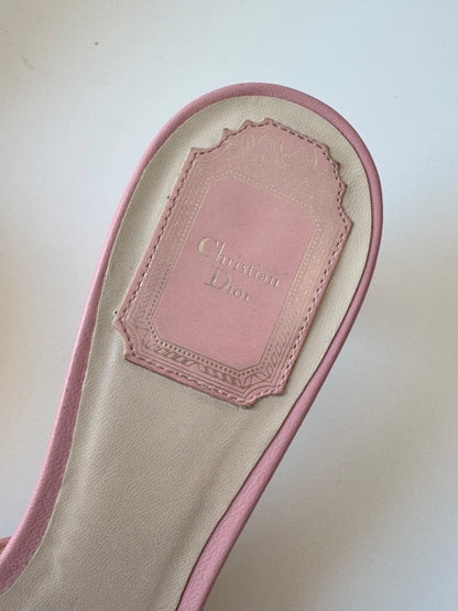 ICONIC Vintage Dior Lock Charm Pink Mules (EU 38)