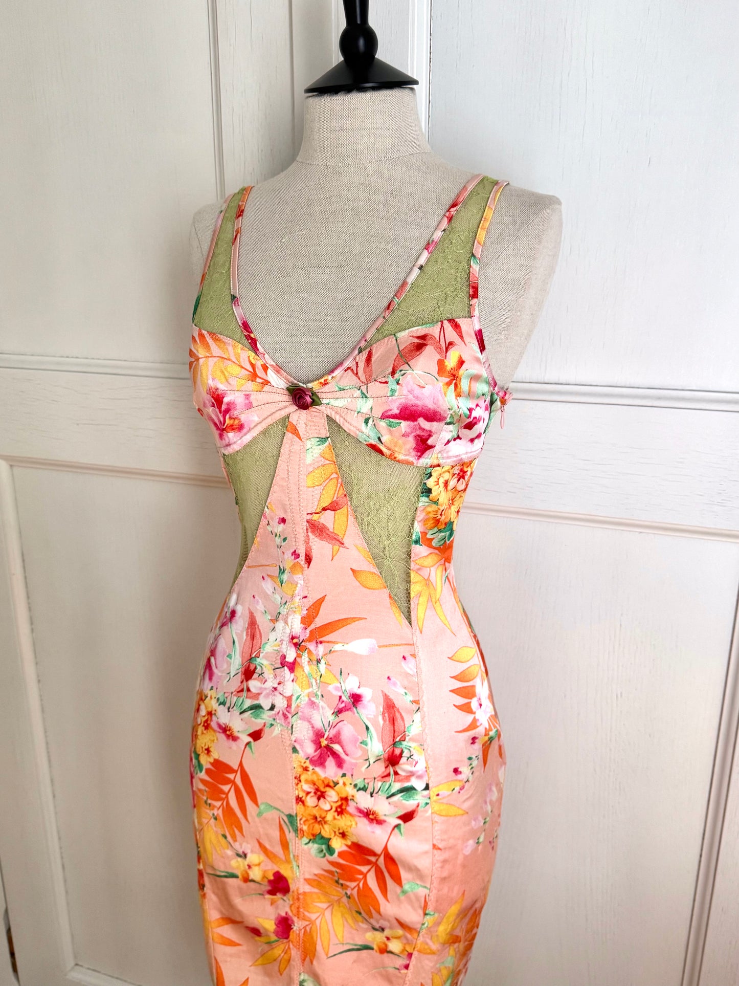 ICONIC Dolce Gabbana D&G S/S 2005 Tropical Peach Coral Dress (S and XS)