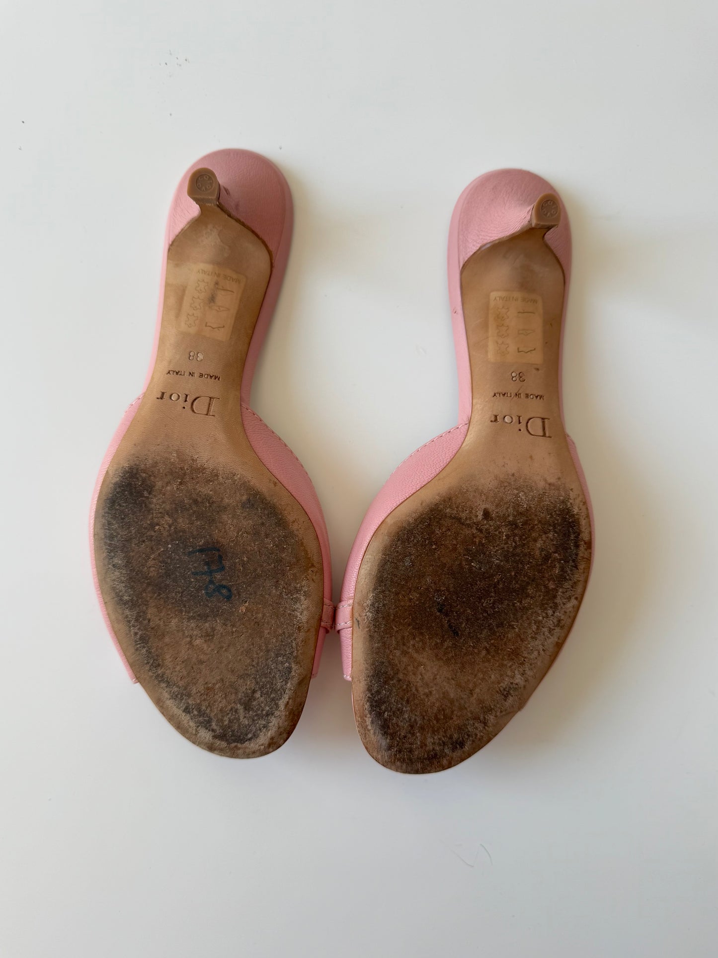 ICONIC Vintage Dior Lock Charm Pink Mules (EU 38)