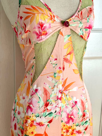 ICONIC Dolce Gabbana D&G S/S 2005 Tropical Peach Coral Dress (S and XS)