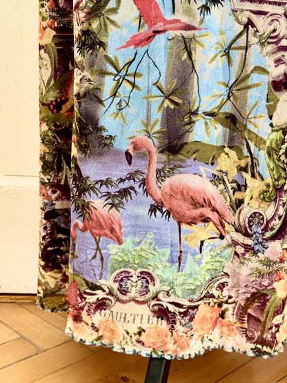 ICONIC Jean Paul Gaultier JPG Soleil S/S 1999 Flamingo Tropical Mesh Maxi Dress (L-XL)
