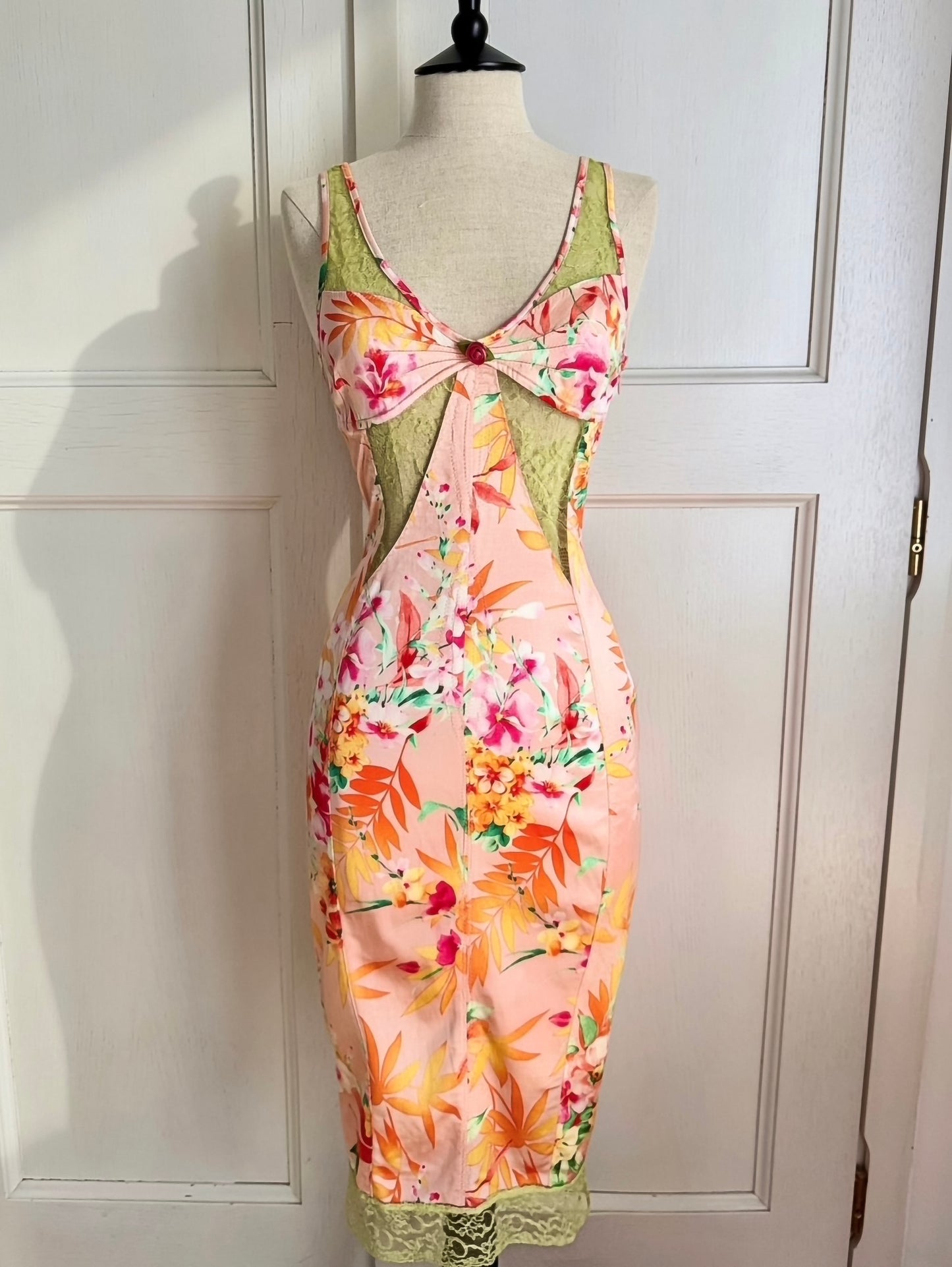 ICONIC Dolce Gabbana D&G S/S 2005 Tropical Peach Coral Dress (S and XS)