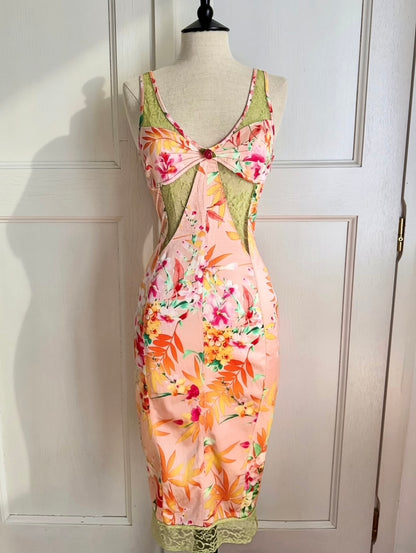 ICONIC Dolce Gabbana D&G S/S 2005 Tropical Peach Coral Dress (S and XS)