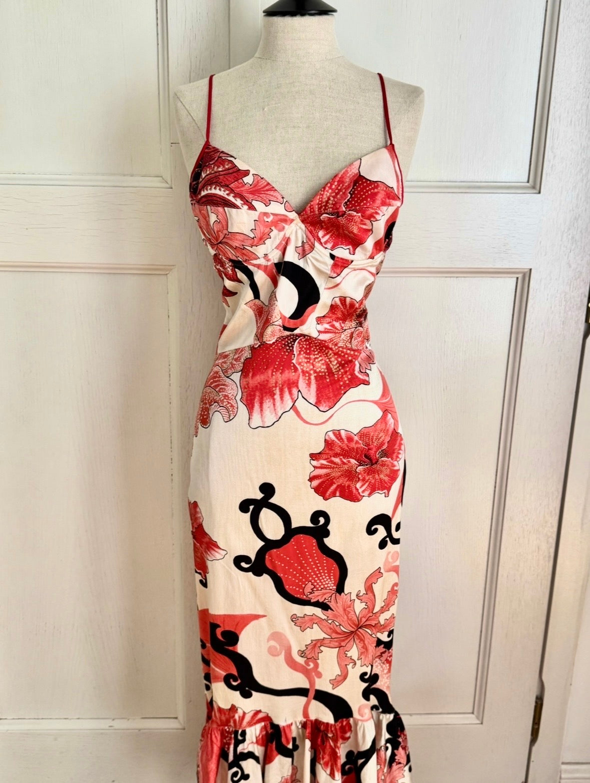 Just Cavalli Coral and Red S/S 2004 Mermaid Dress (L / IT 44)