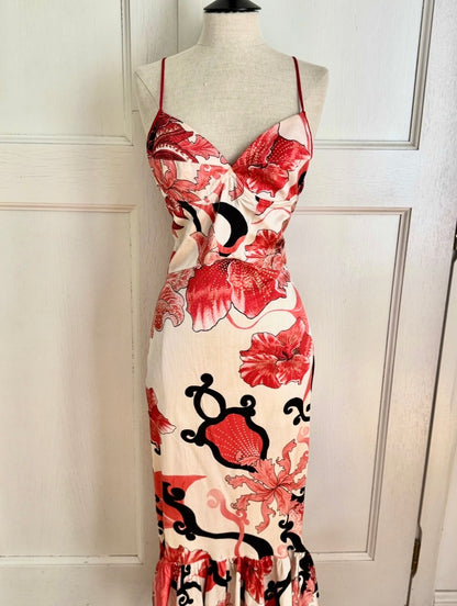 Just Cavalli Coral and Red S/S 2004 Mermaid Dress (L / IT 44)
