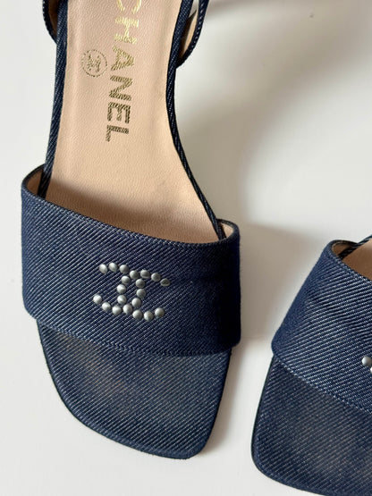 Chanel Denim CC Slingback Heels by Karl Lagerfeld (EU 36,5-37)