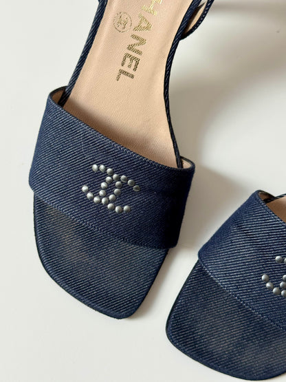 Chanel Denim CC Slingback Heels by Karl Lagerfeld (EU 36,5-37)