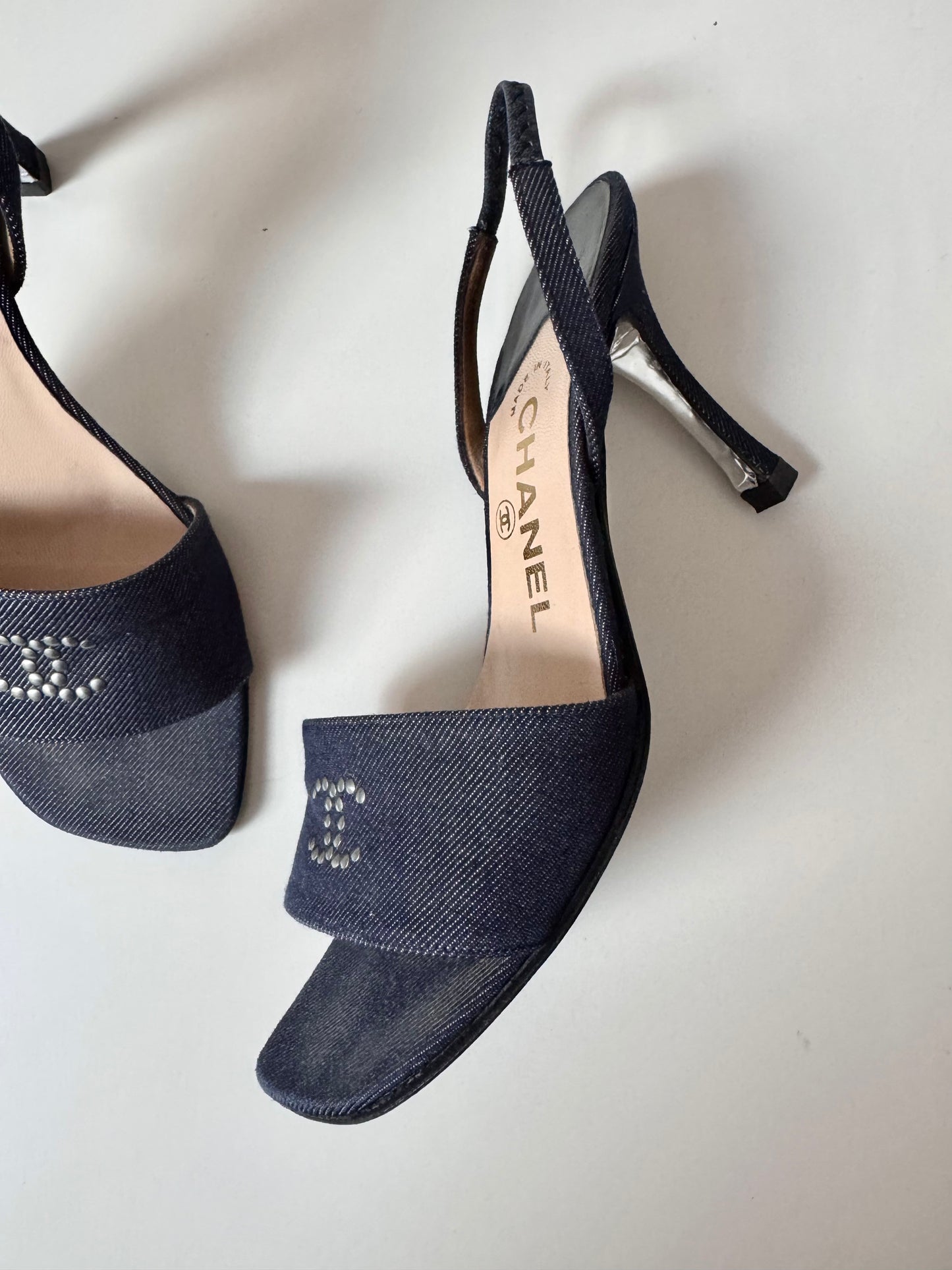 Chanel Denim CC Slingback Heels by Karl Lagerfeld (EU 36,5-37)