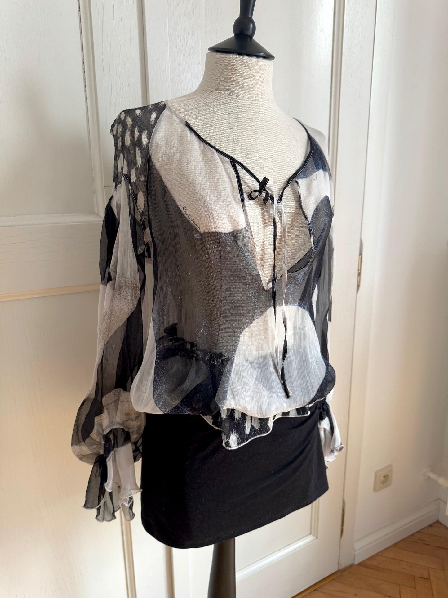 Roberto Cavalli Silk Zebra Blouse With Tag (IT 40 / S)