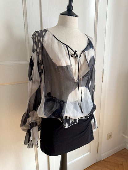 Roberto Cavalli Silk Zebra Blouse With Tag (IT 40 / S)