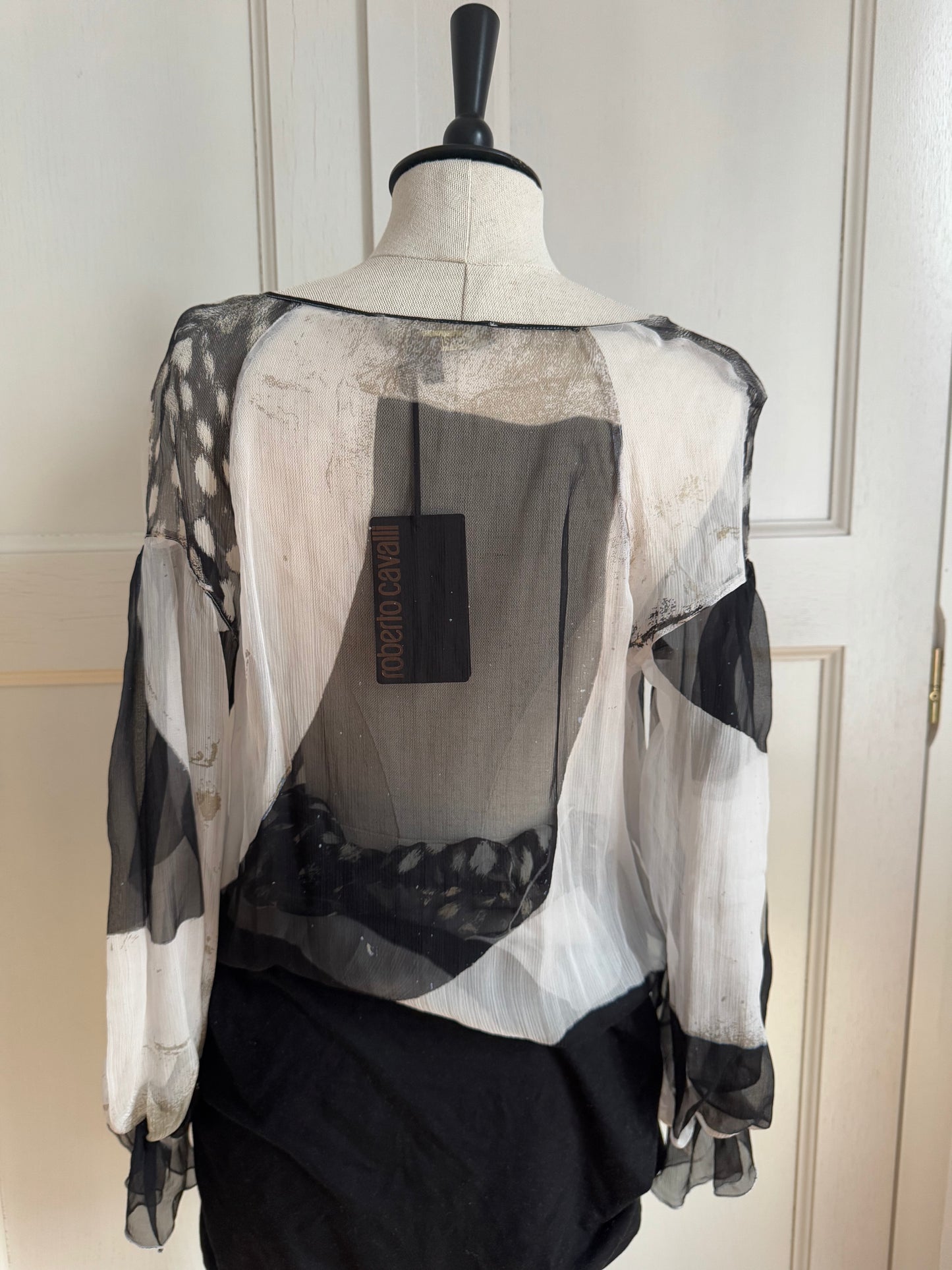 Roberto Cavalli Silk Zebra Blouse With Tag (IT 40 / S)