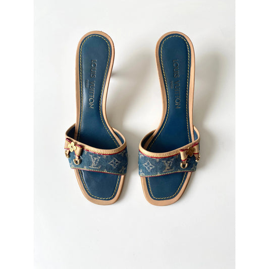 Louis Vuitton Denim Monogram Mules (EU 36)