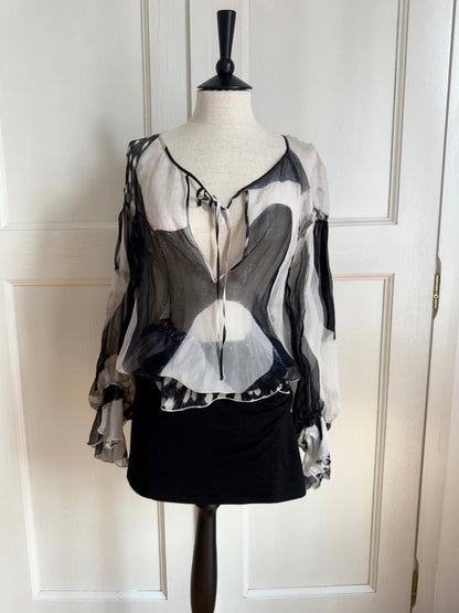 Roberto Cavalli Silk Zebra Blouse With Tag (IT 40 / S)