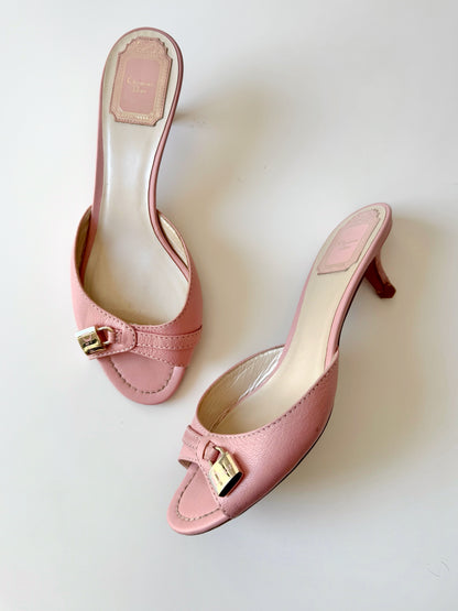 ICONIC Vintage Dior Lock Charm Pink Mules (EU 38)