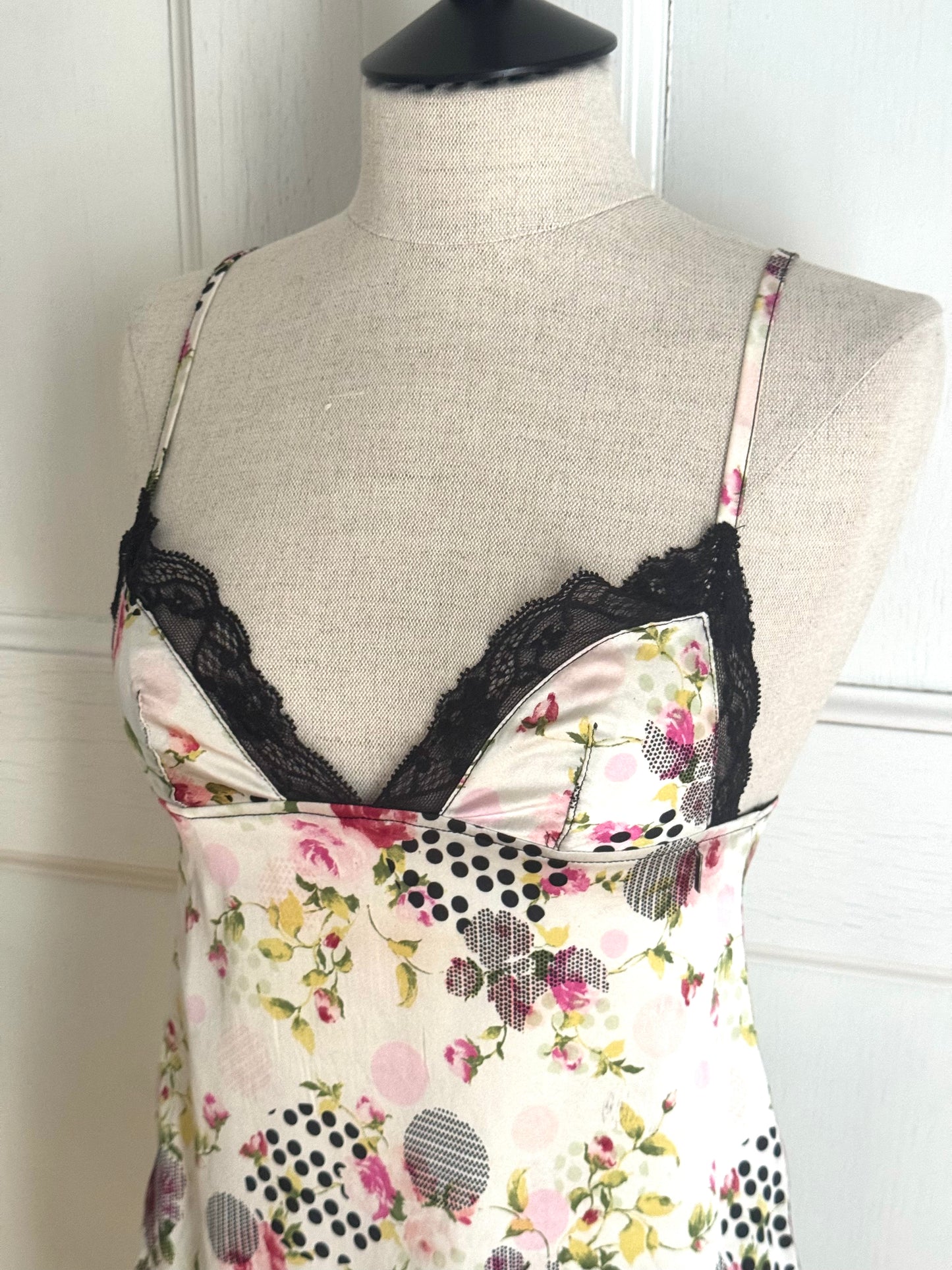 ICONIC Christian Dior by John Galliano S/S 2004 Flowers and Polka Dot Silk Top (S-XS)