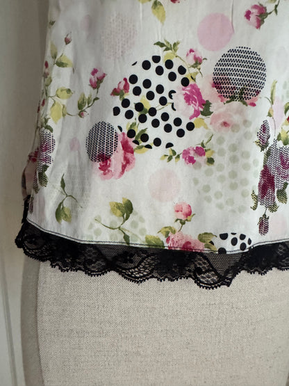 ICONIC Christian Dior by John Galliano S/S 2004 Flowers and Polka Dot Silk Top (S-XS)