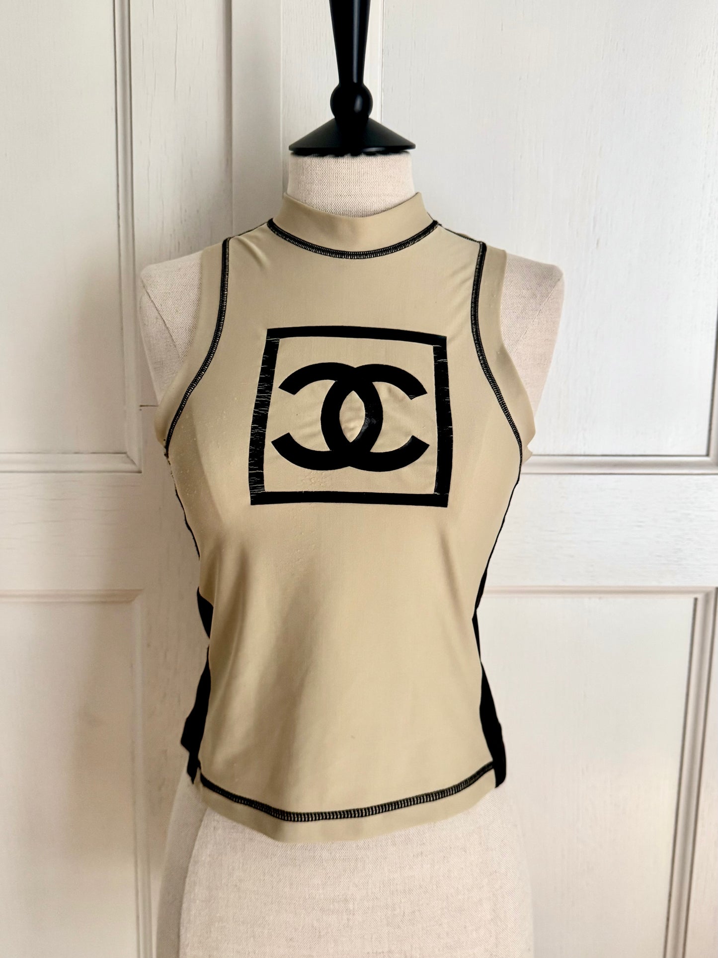 ICONIC Chanel CC 2003 Sport Beige Turtle Neck Top (S)