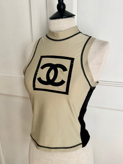 ICONIC Chanel CC 2003 Sport Beige Turtle Neck Top (S)
