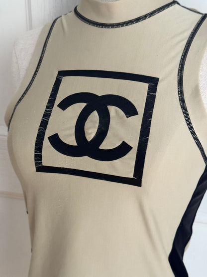ICONIC Chanel CC 2003 Sport Beige Turtle Neck Top (S)