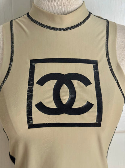 ICONIC Chanel CC 2003 Sport Beige Turtle Neck Top (S)