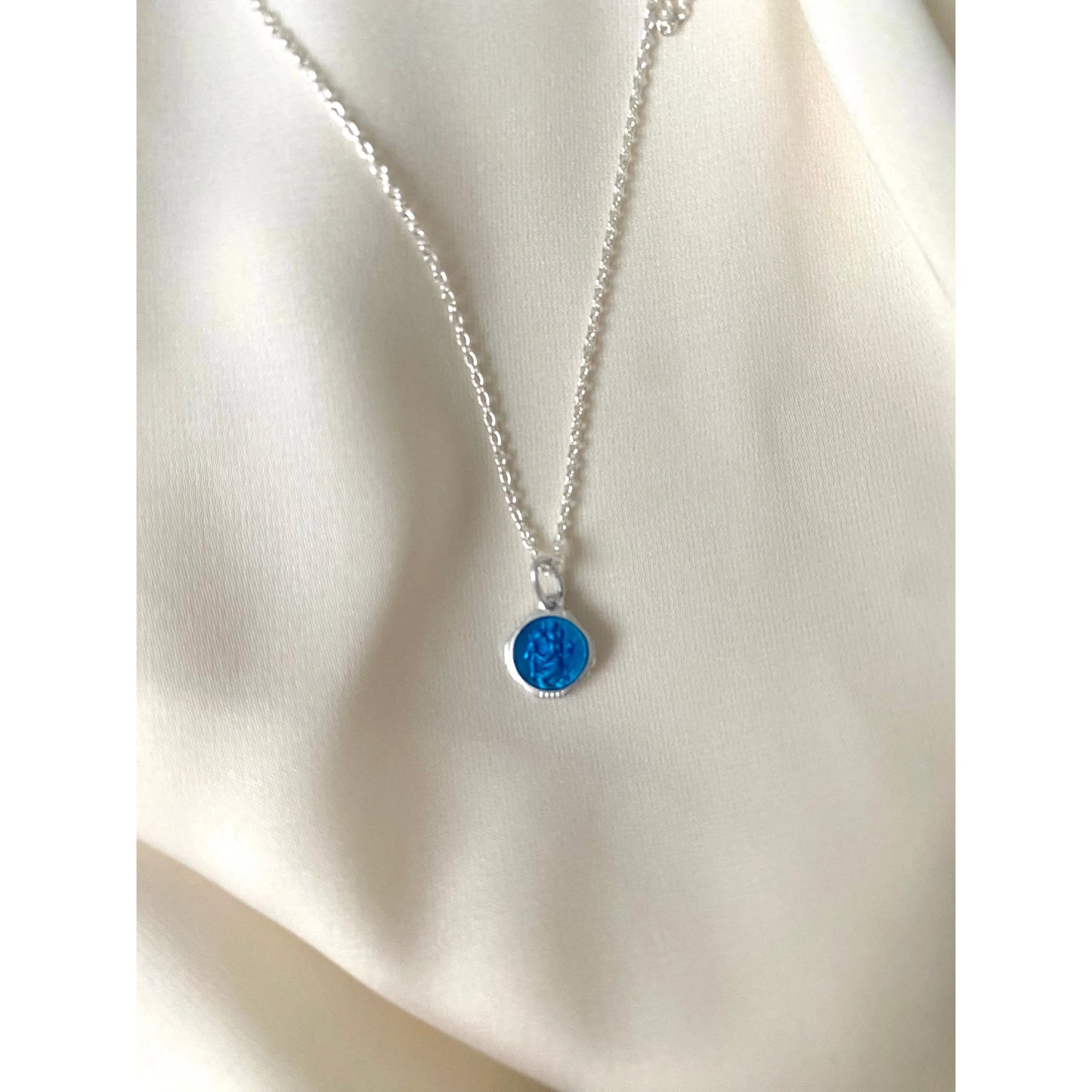 Vintage Blue Dot Necklace 1950s - France