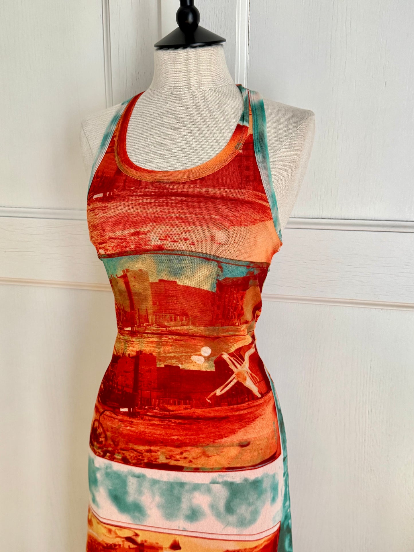 Jean Paul Gaultier JPG Solei Sunset Mesh Maxi Dress (S)