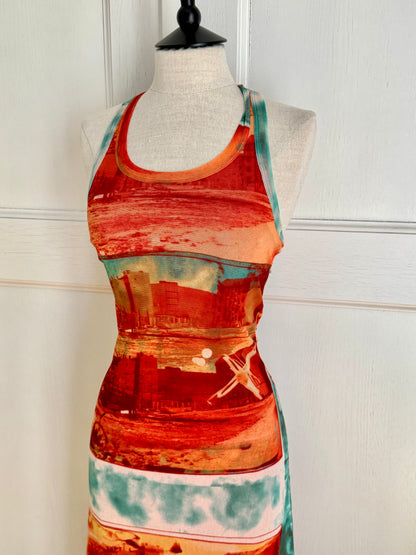 Jean Paul Gaultier JPG Solei Sunset Mesh Maxi Dress (S)