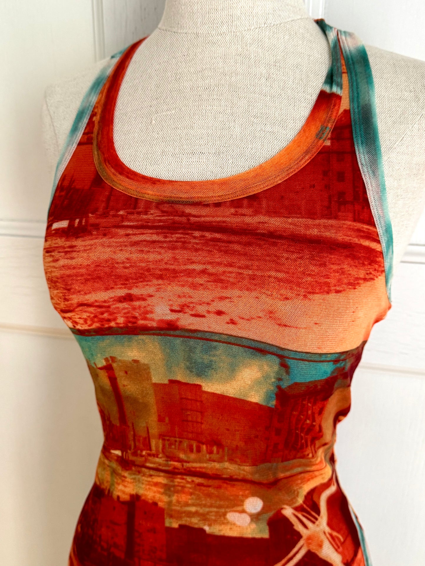 Jean Paul Gaultier JPG Solei Sunset Mesh Maxi Dress (S)