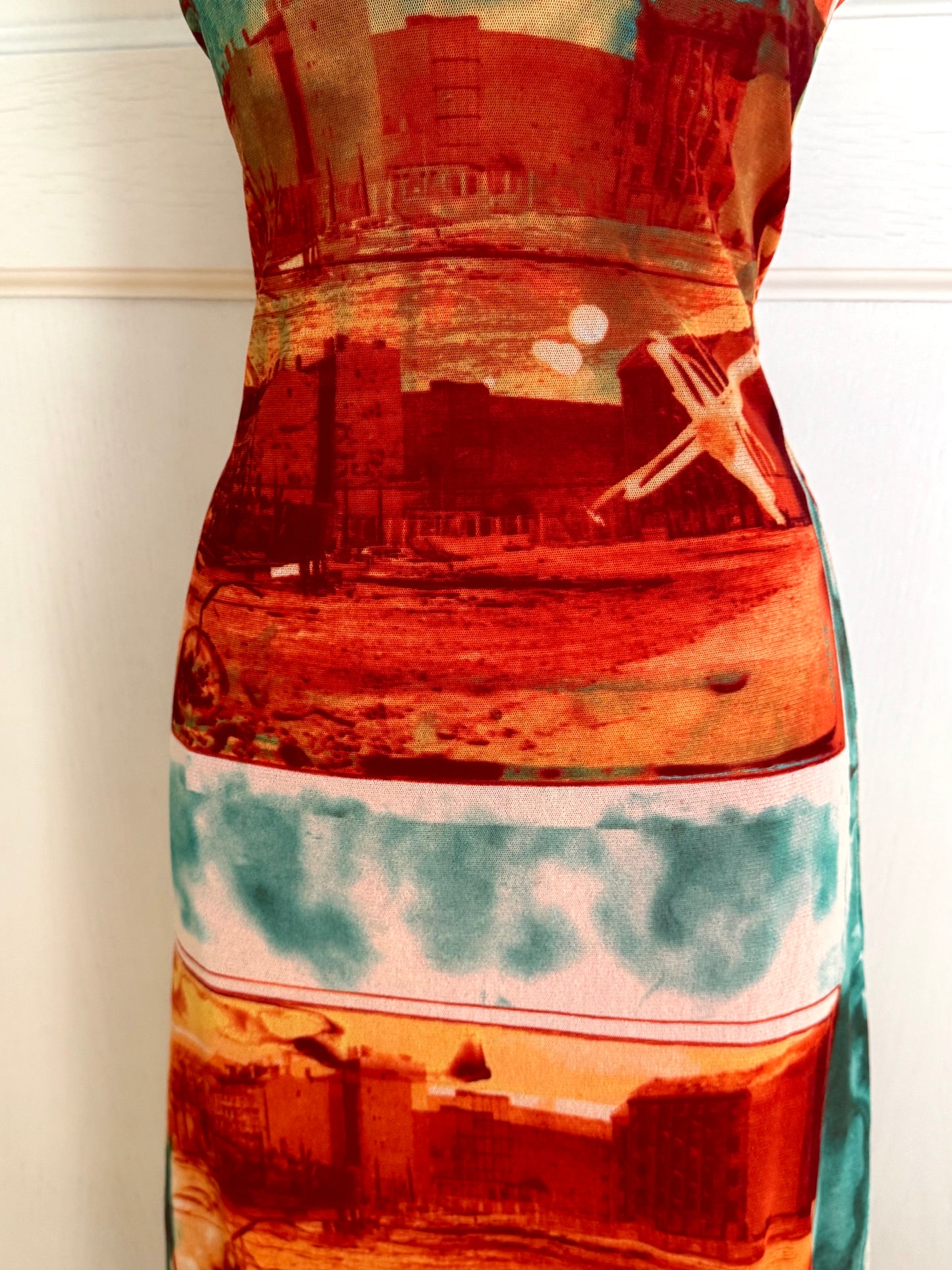 Jean Paul Gaultier JPG Solei Sunset Mesh Maxi Dress (S)