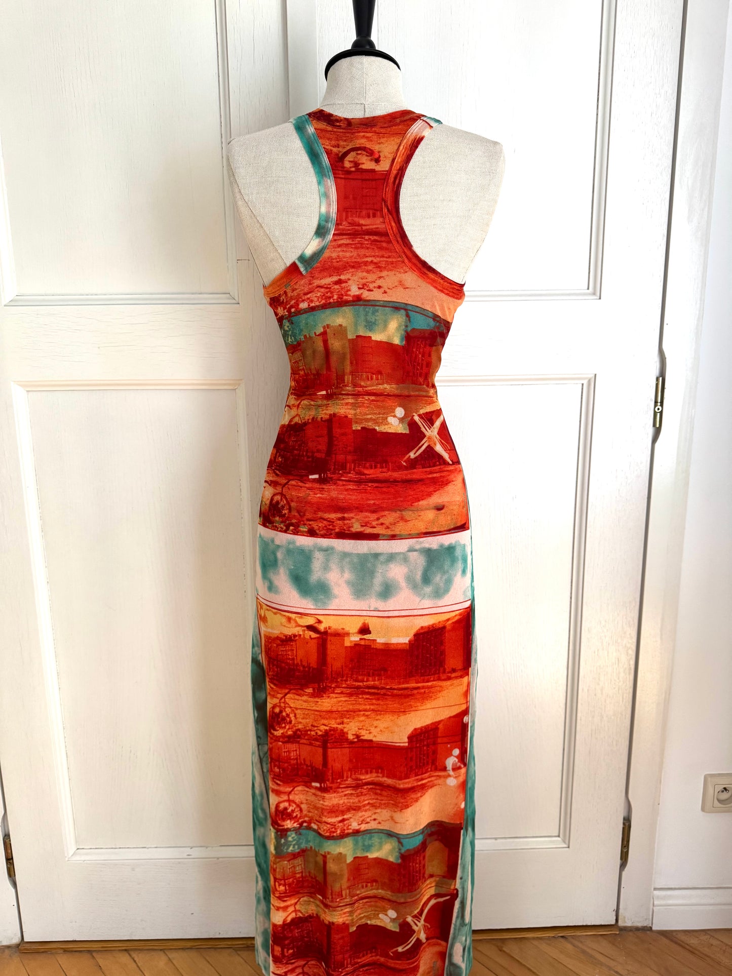 Jean Paul Gaultier JPG Solei Sunset Mesh Maxi Dress (S)