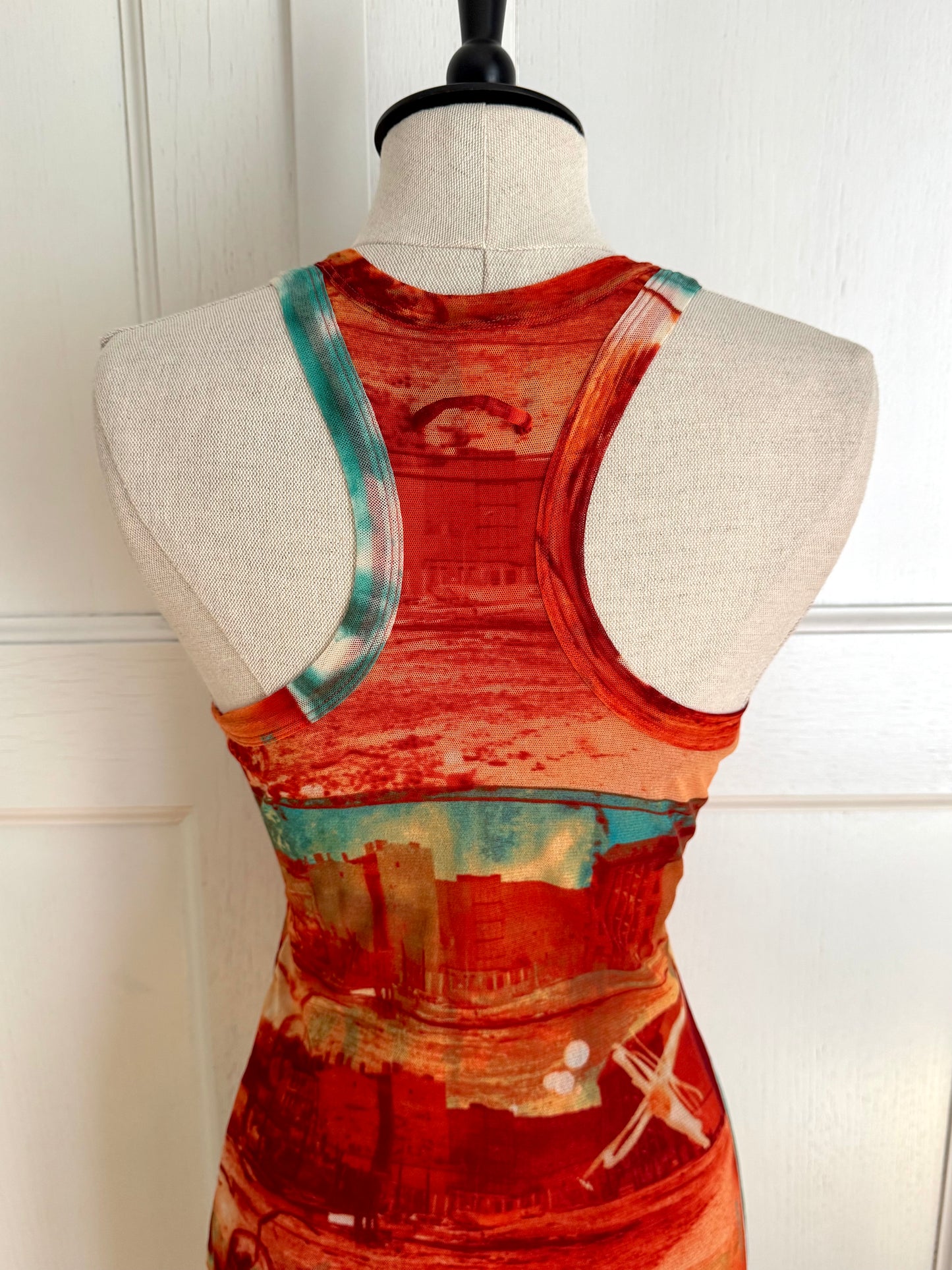Jean Paul Gaultier JPG Solei Sunset Mesh Maxi Dress (S)
