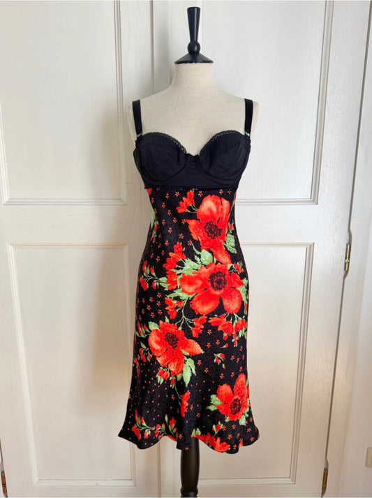 ICONIC Dolce and Gabbana D&G Poppy Silk Dress (L)