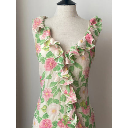 Blumarine Blugirl RUNWAY Silk Floral Dress with Ruffles (S and XS)