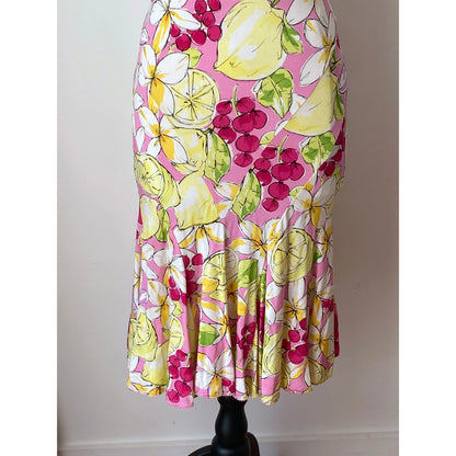 Vintage Blumarine Fruits and Flowers Midi Dress (S and XS)