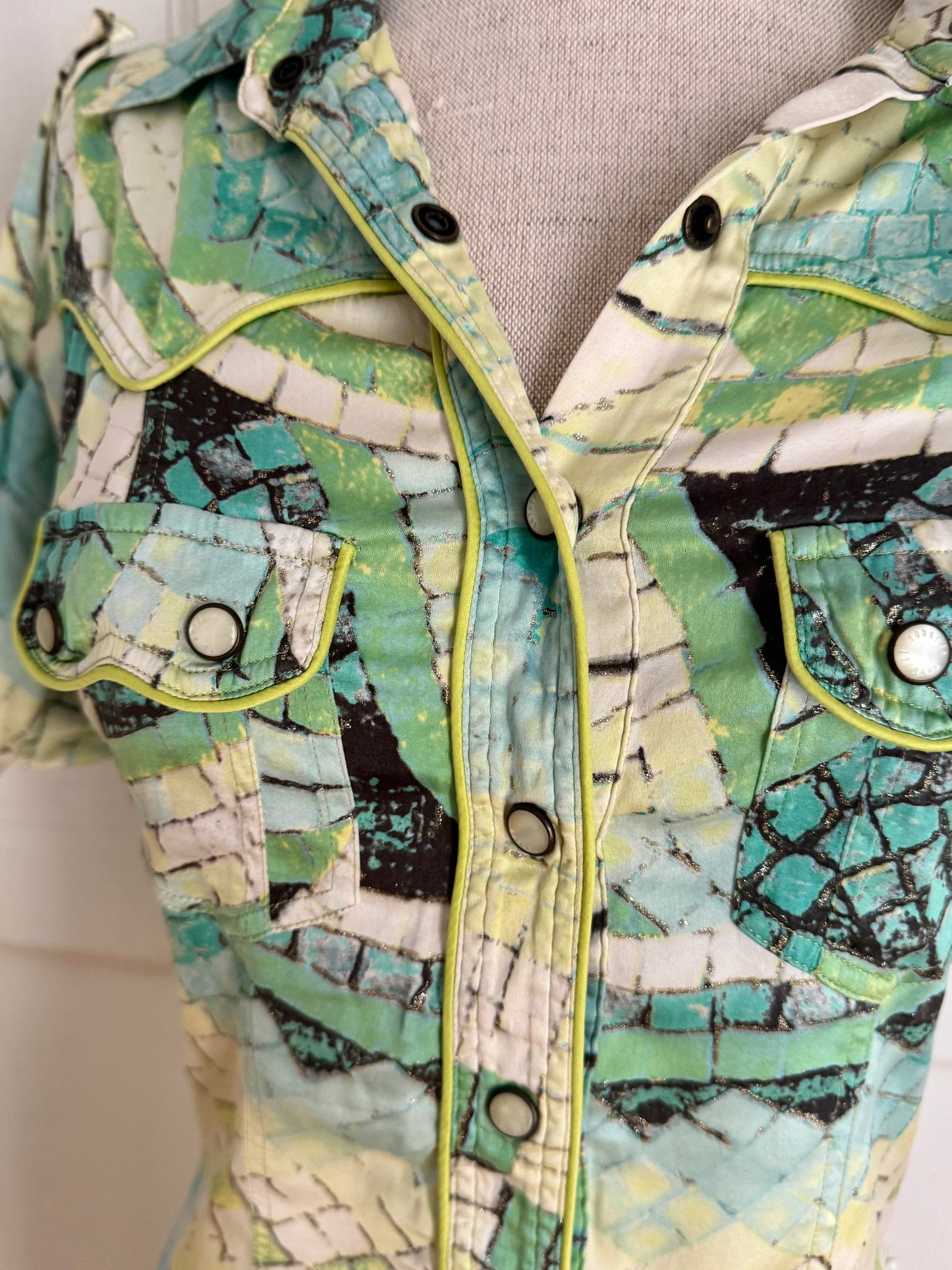 RUNWAY Roberto Cavalli S/S 2004 Silk Mosaic Shirt Dress (M)