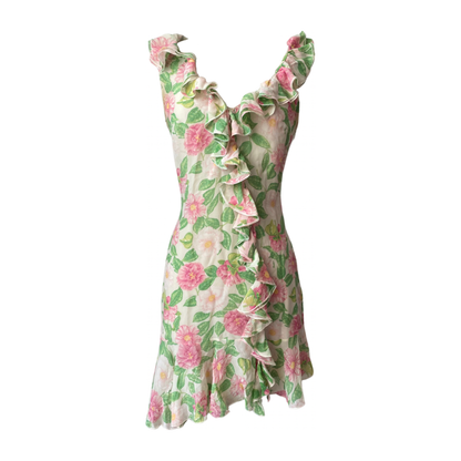 Blumarine Blugirl RUNWAY Silk Floral Dress with Ruffles (S and XS)