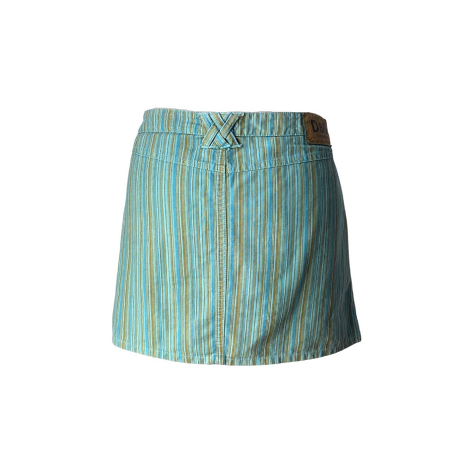 Dolce & Gabbana Blue Short striped Mini Denim Skirt