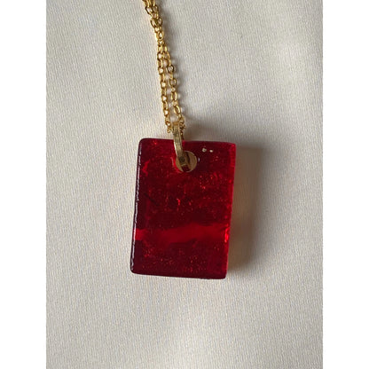 Vintage Murano Glass Necklace in Gold & Red