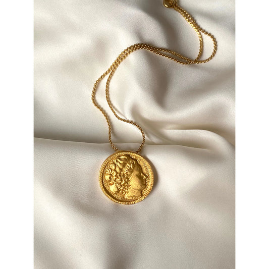 Big Vintage Gold Coin Necklace