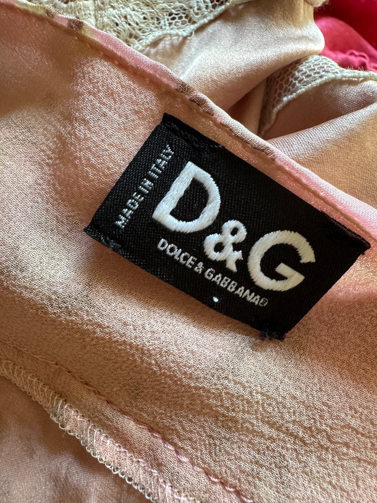 RUNWAY Dolce and Gabbana D&G Floral Silk Dress in Pink F/W 2004 (S)