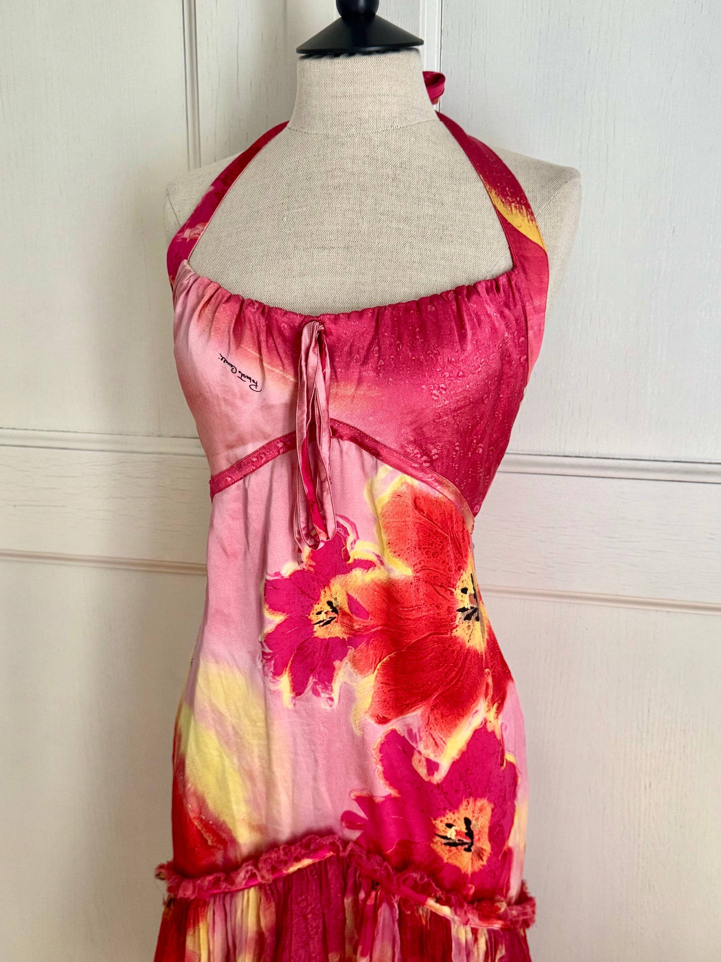 Roberto Cavalli S/S 2002 Floral Silk Dress (S and XS)