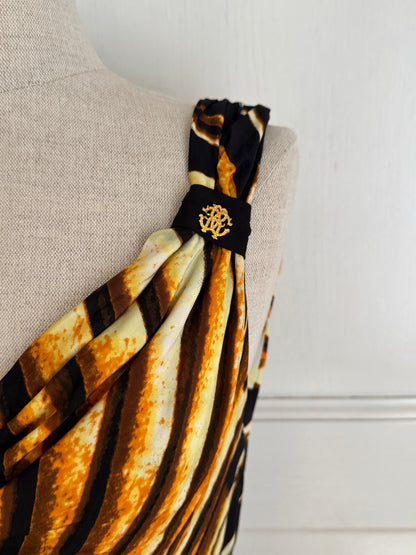 ICONIC Runway Roberto Cavalli S/S 2007 Ray Of Sun Mini Cowl Neck Dress (L and XL)