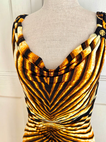 ICONIC Runway Roberto Cavalli S/S 2007 Ray Of Sun Mini Cowl Neck Dress (L and XL)