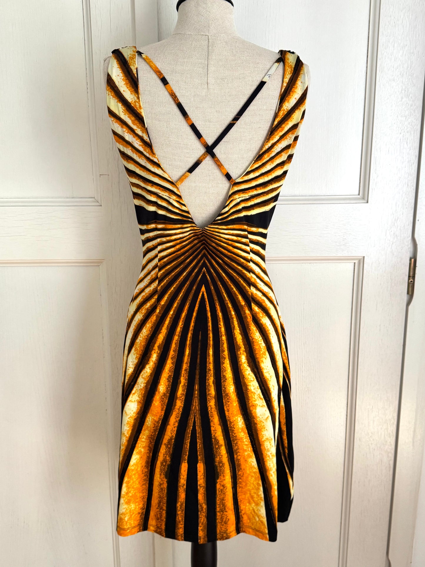ICONIC Runway Roberto Cavalli S/S 2007 Ray Of Sun Mini Cowl Neck Dress (L and XL)