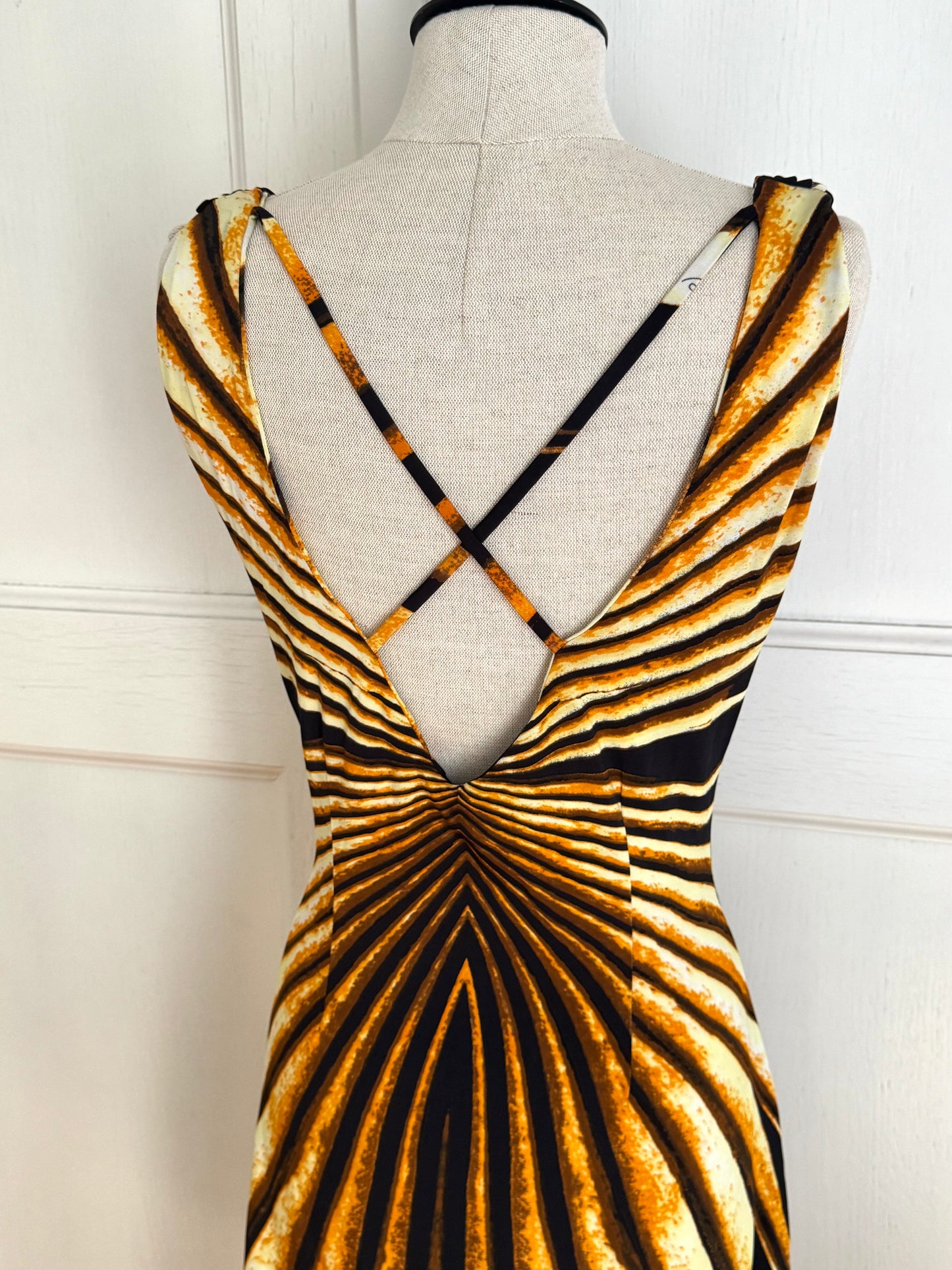 ICONIC Runway Roberto Cavalli S/S 2007 Ray Of Sun Mini Cowl Neck Dress (L and XL)